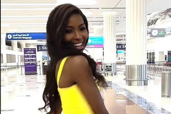 Miss África do Sul Lalela Mswane no Aeroporto Ben Gurion. (Captura de tela Instagram)